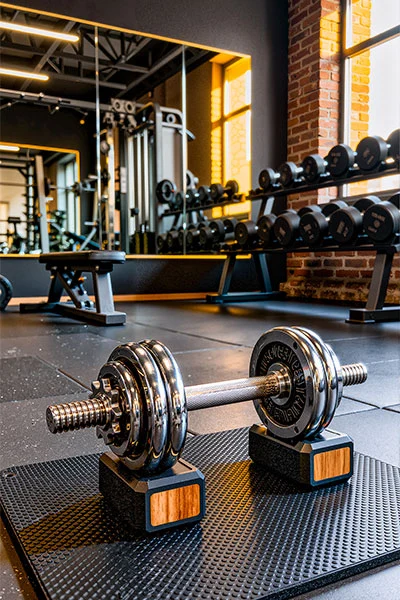 Fitness facility application scene with gym equipment