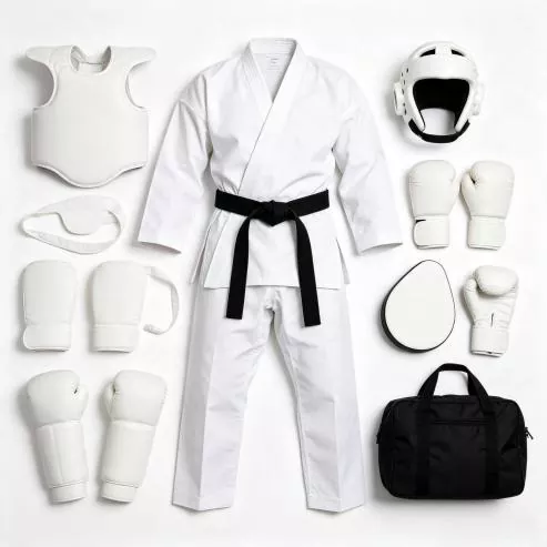 Karate-Do training targets and protective equipment details