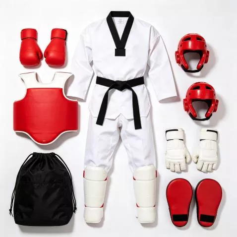 Taekwondo kicking pads and limb guards with adjustable straps