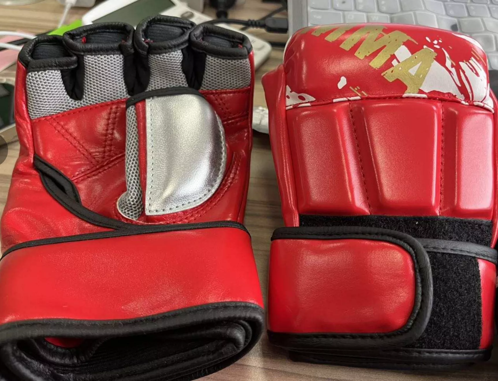 Regular MMA training gloves with thick multi-layer foam padding for daily gym use
